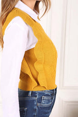 Mustard Round Neck Vest Sweater. Size Samll