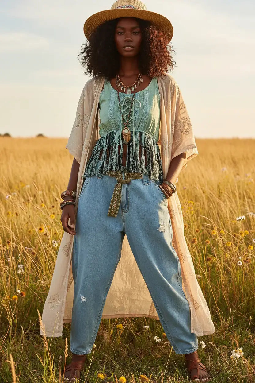 Sage Lace-Up Fringe Hem Tank with Lace Detail Boho Fashion Clothing, Tank Tops, $ 47.00, A Moment Of Now™