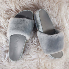 San Ysidro Slide - Fog | Luxurious Shearling Sheepskin Sandals, Sandals, $ 90.00, A Moment Of Now™