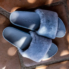 San Ysidro Slide - Fog | Luxurious Shearling Sheepskin Sandals, Sandals, $ 90.00, A Moment Of Now™