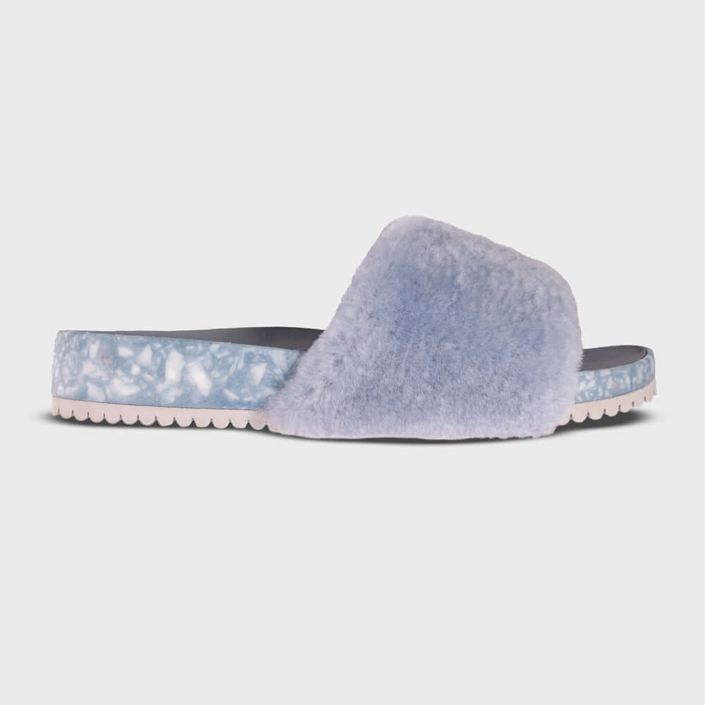 San Ysidro Slide - Fog | Luxurious Shearling Sheepskin Sandals, Sandals, $ 90.00, A Moment Of Now™