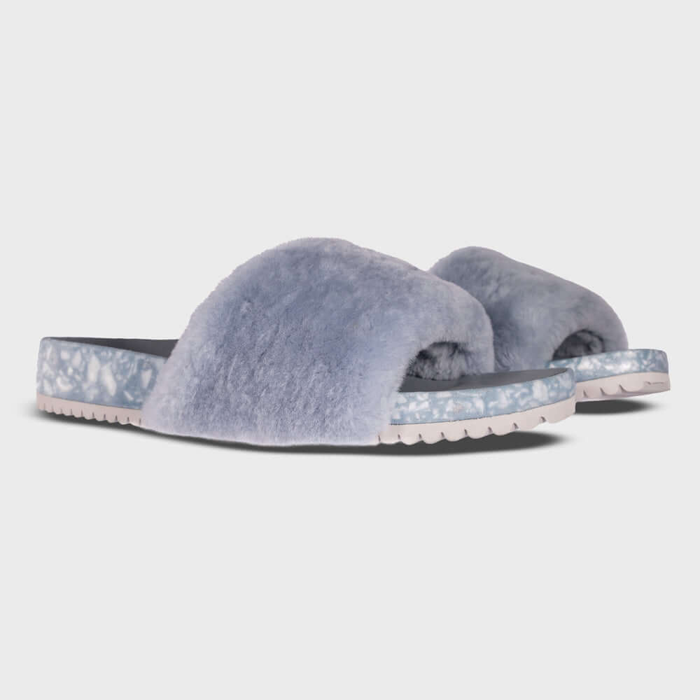 San Ysidro Slide - Fog | Luxurious Shearling Sheepskin Sandals, Sandals, $ 90.00, A Moment Of Now™