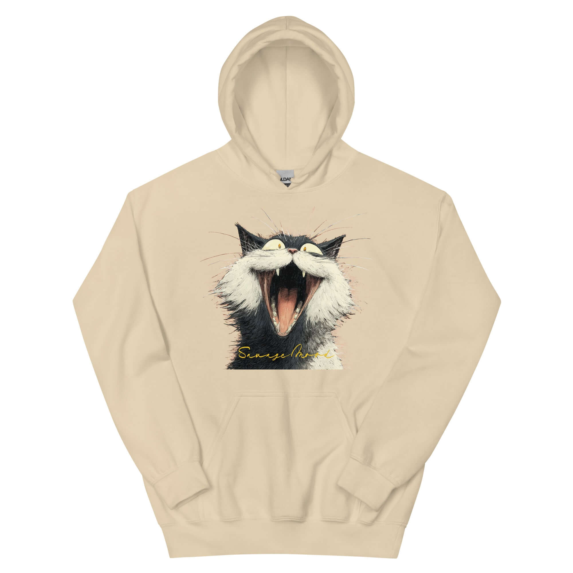 Savage Cat Vibes Hoodie - Bold Graphic Streetwear, Hoodies, $ 48.00, A Moment Of Now™