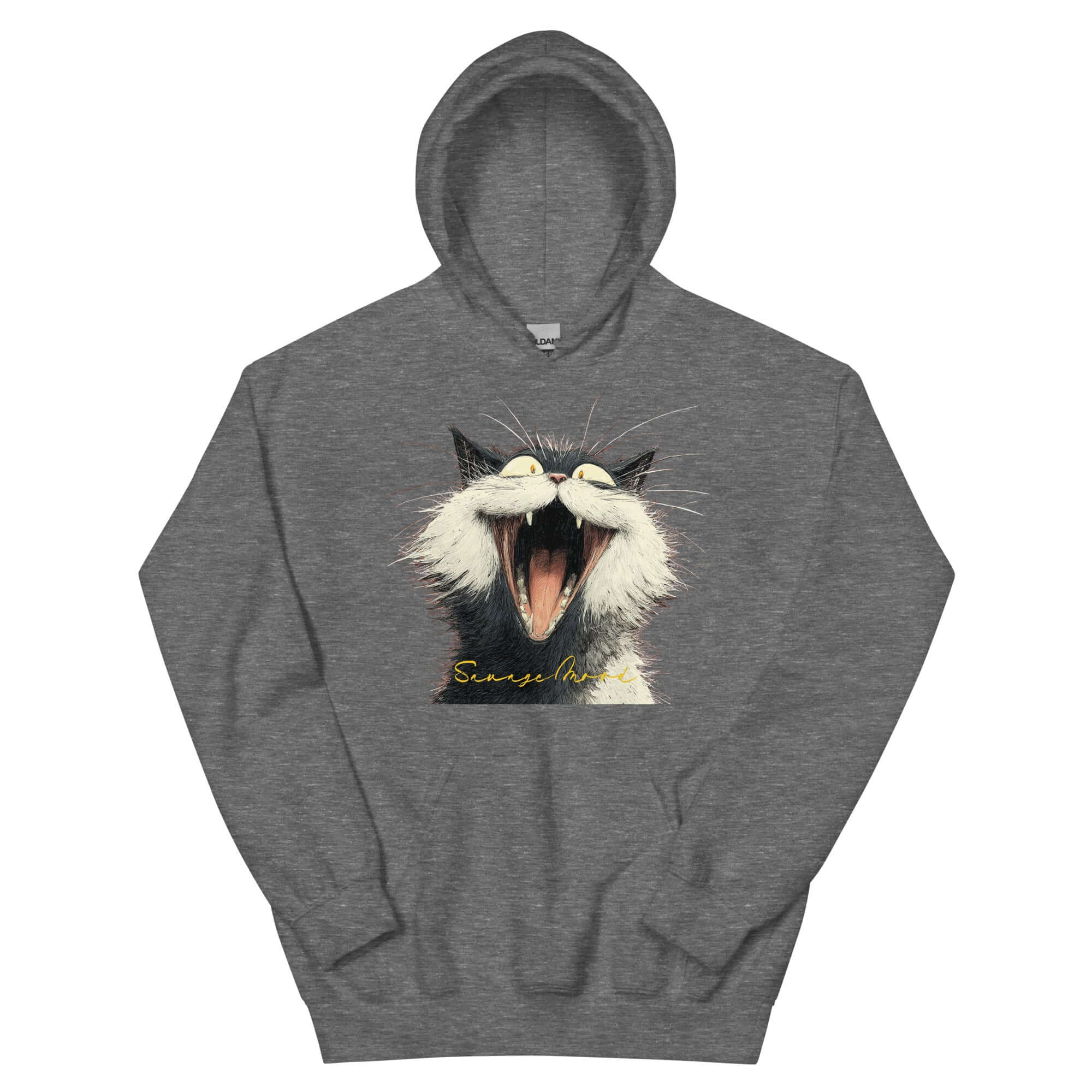Savage Cat Vibes Hoodie - Bold Graphic Streetwear, Hoodies, $ 48.00, A Moment Of Now™
