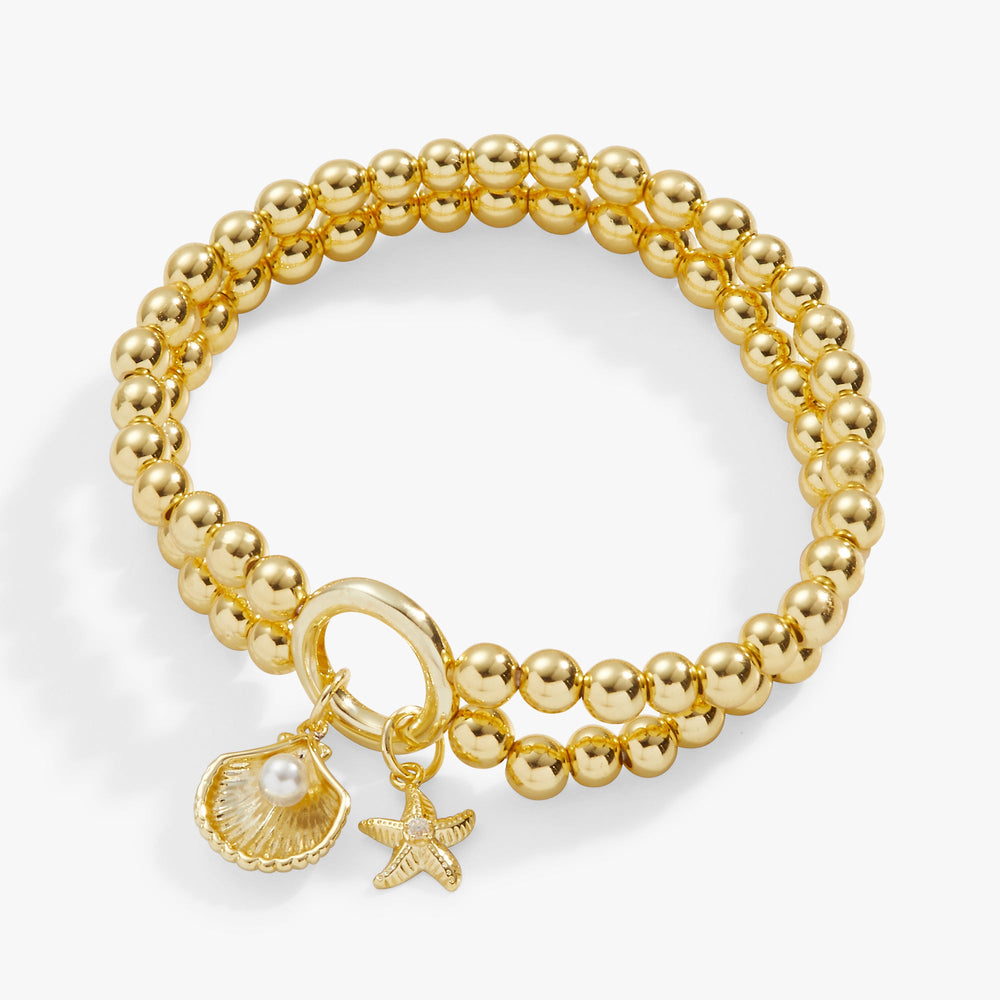 Shell + Starfish Double Stretch Bracelet, Bracelets, $ 38.00, A Moment Of Now™