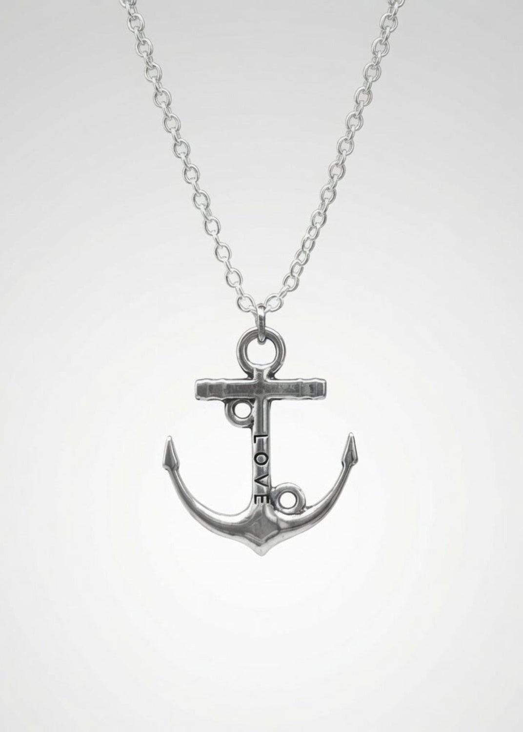 Silver Anchor Love Engraved Pendant Necklace , Necklace, $ 12.99, A Moment Of Now™