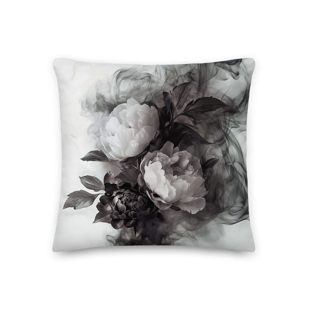 Black and White Smokey Peonies Throw Pillow Cushion, Throw Pillows, $ 55.00, A Moment Of Now™