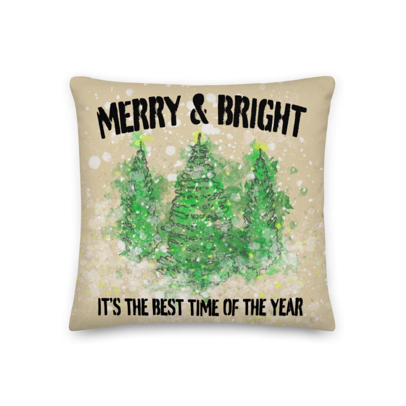 Watercolor Snowy Christmas Tree Holiday Decoration Throw Pillow Cushion Cover Case