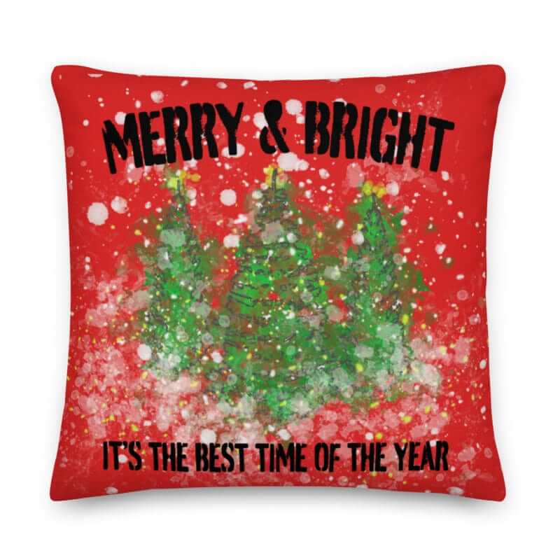 Watercolor Snowy Christmas Tree Holiday Decoration Throw Pillow Cushion Cover Case
