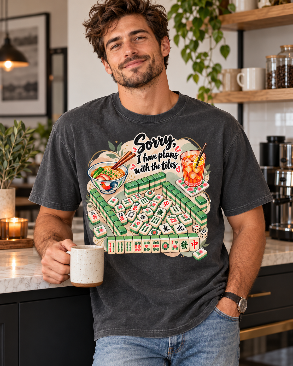 Sorry I Have Plans with the Tiles Mahjong T-shirt lifestyle view 3