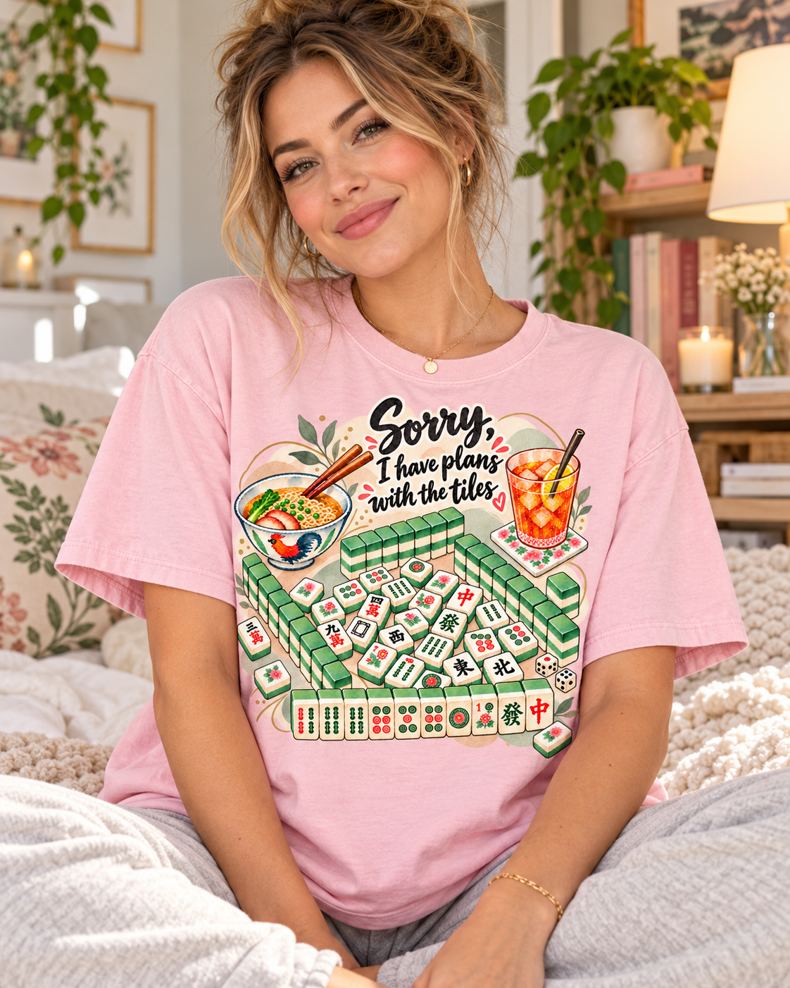 Sorry I Have Plans with the Tiles Mahjong T-shirt lifestyle view 6