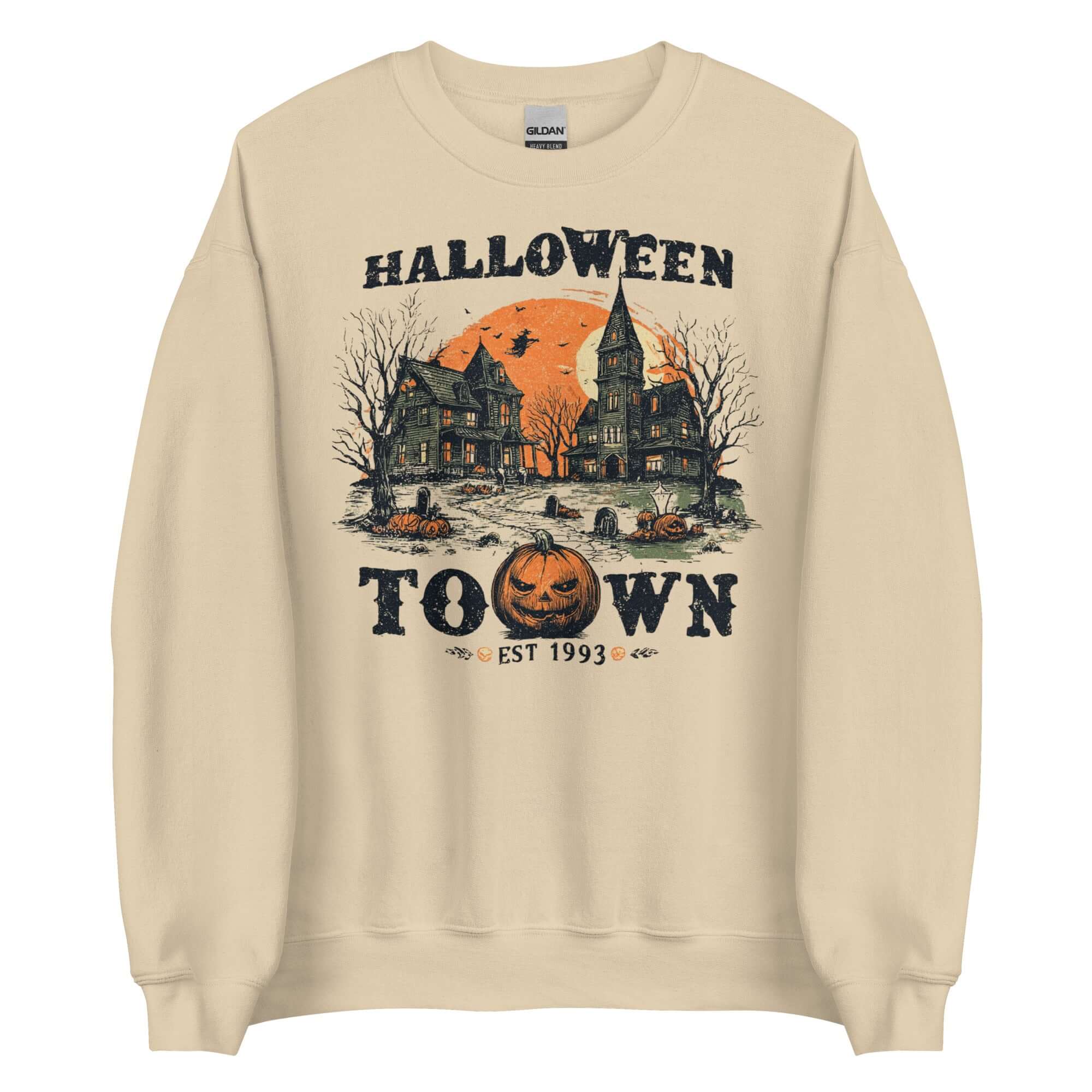 Spooky Halloween Haunted Town Sweatshirt for Fall, Sweatshirts, $ 38.00, A Moment Of Now™