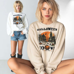 Spooky Halloween Haunted Town Unisex Sweatshirt