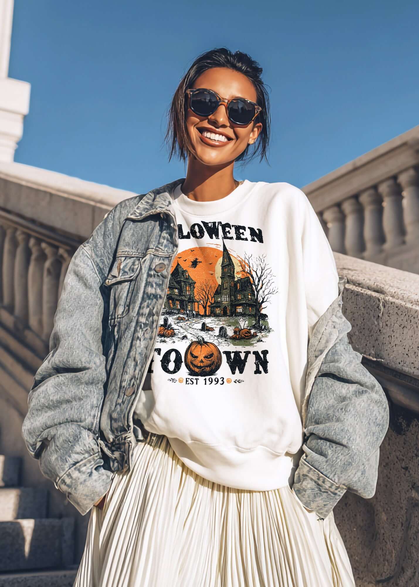 Spooky Halloween Haunted Town Unisex Sweatshirt