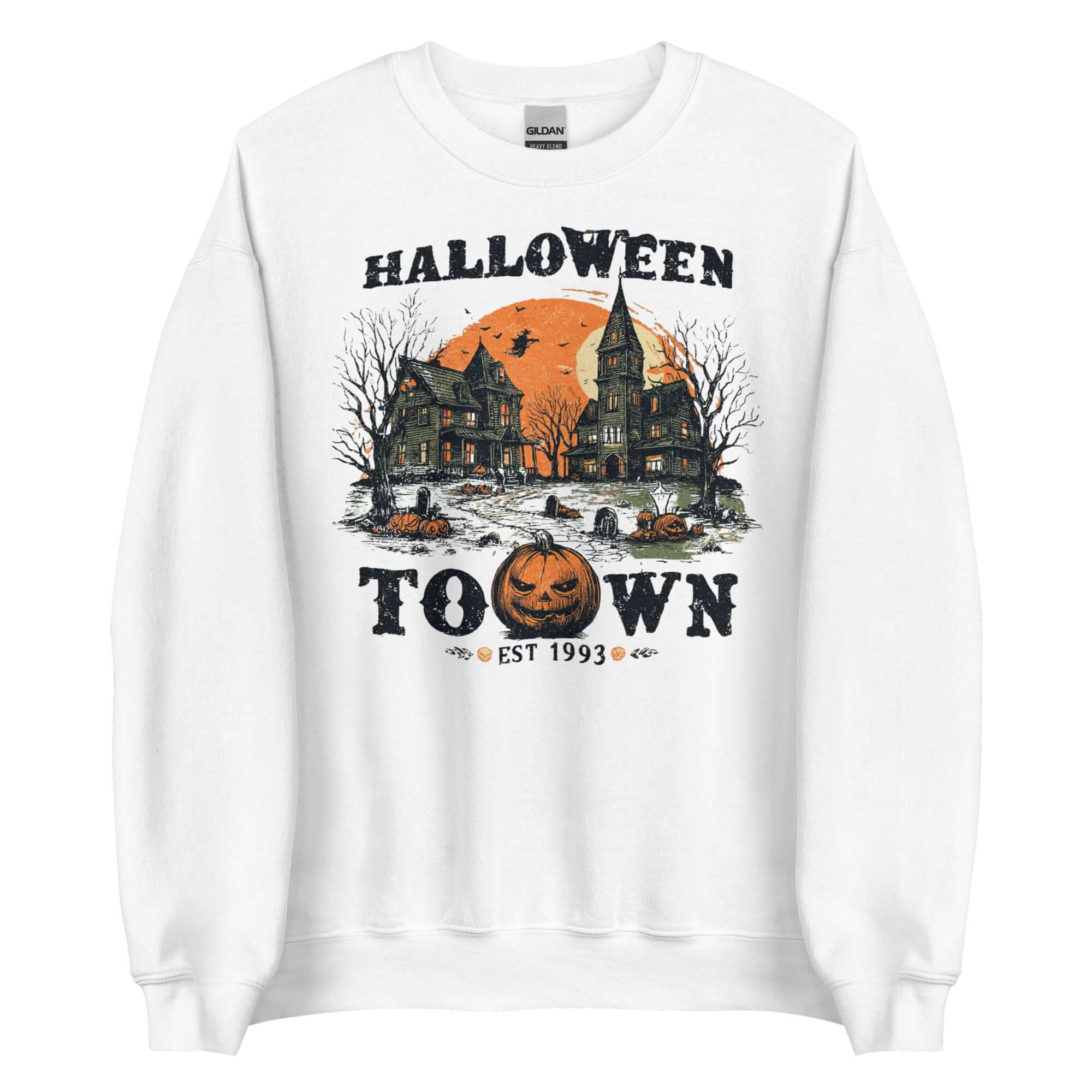 Spooky Halloween Haunted Town Sweatshirt for Fall, Sweatshirts, $ 38.00, A Moment Of Now™