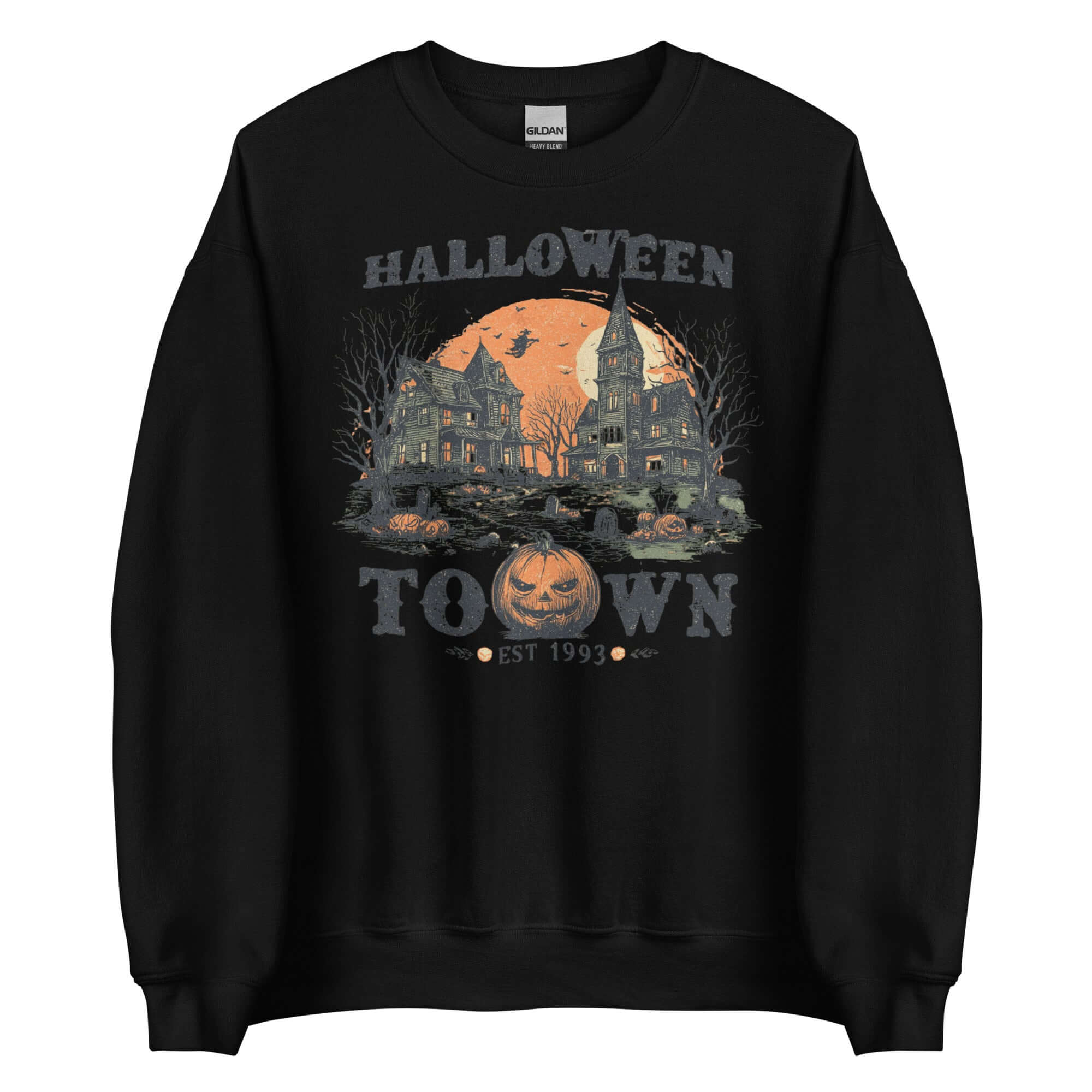 Spooky Halloween Haunted Town Sweatshirt for Fall, Sweatshirts, $ 38.00, A Moment Of Now™