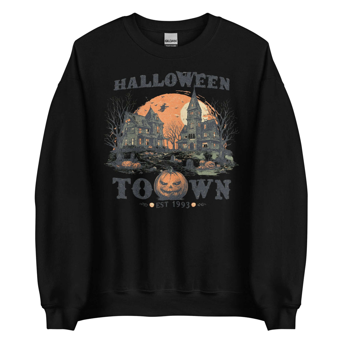 Spooky Halloween Haunted Town Sweatshirt for Fall, Sweatshirts, $ 38.00, A Moment Of Now™