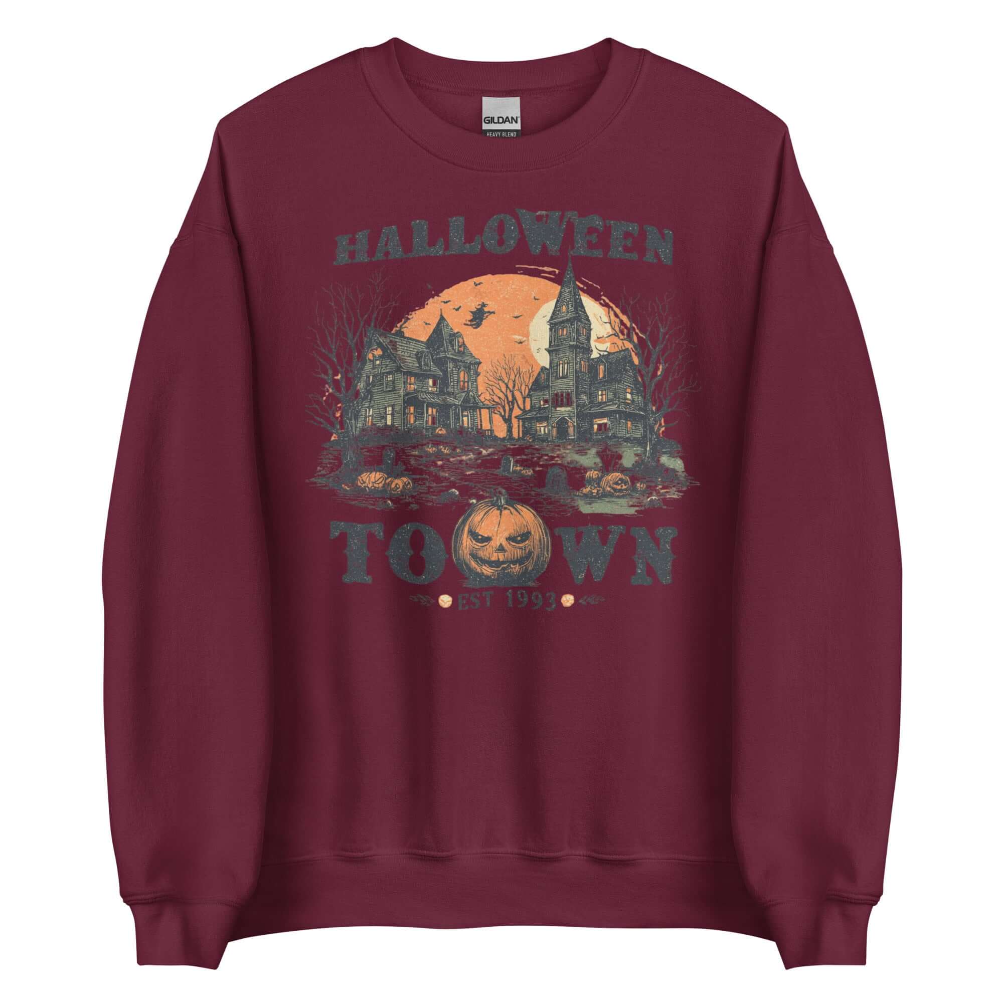 Spooky Halloween Haunted Town Sweatshirt for Fall, Sweatshirts, $ 38.00, A Moment Of Now™