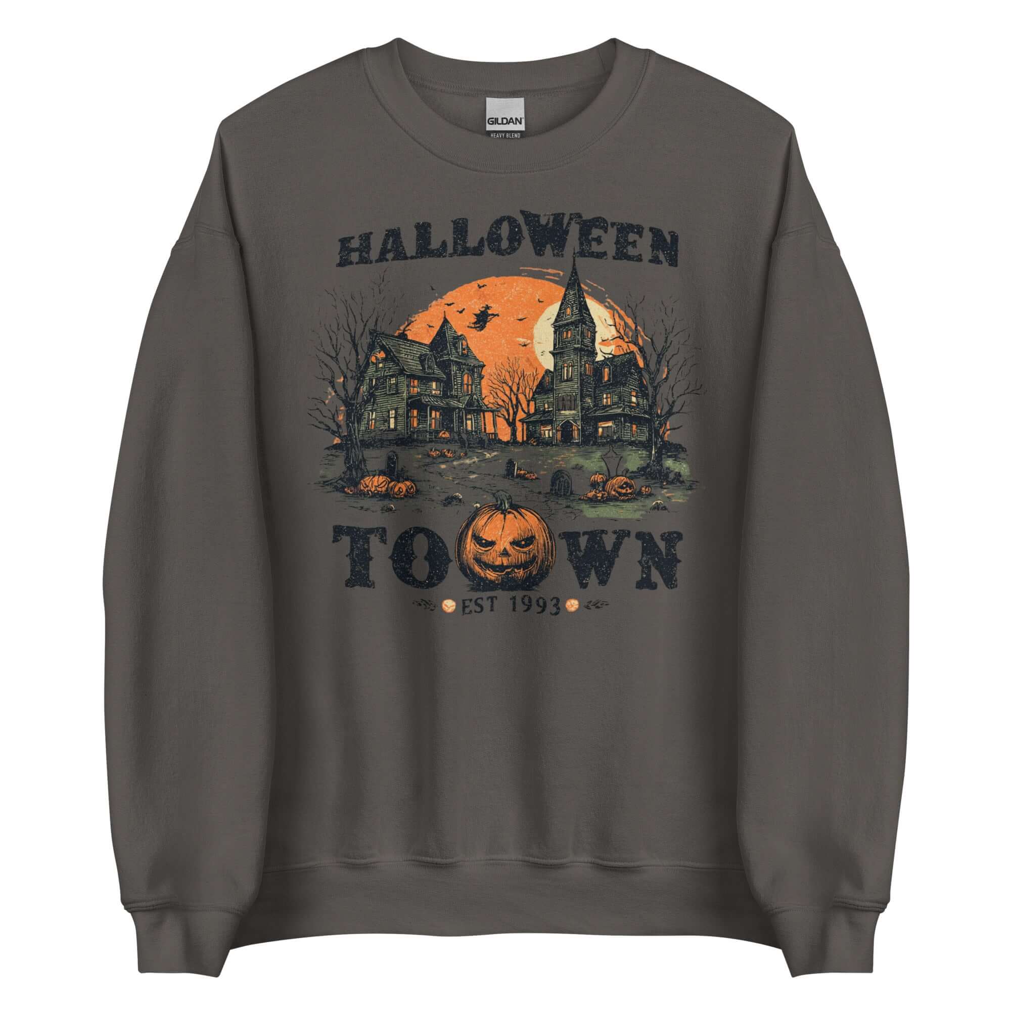 Spooky Halloween Haunted Town Sweatshirt for Fall, Sweatshirts, $ 38.00, A Moment Of Now™