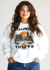 Spooky Halloween Haunted Town Sweatshirt for Fall, Sweatshirts, $ 38.00, A Moment Of Now™