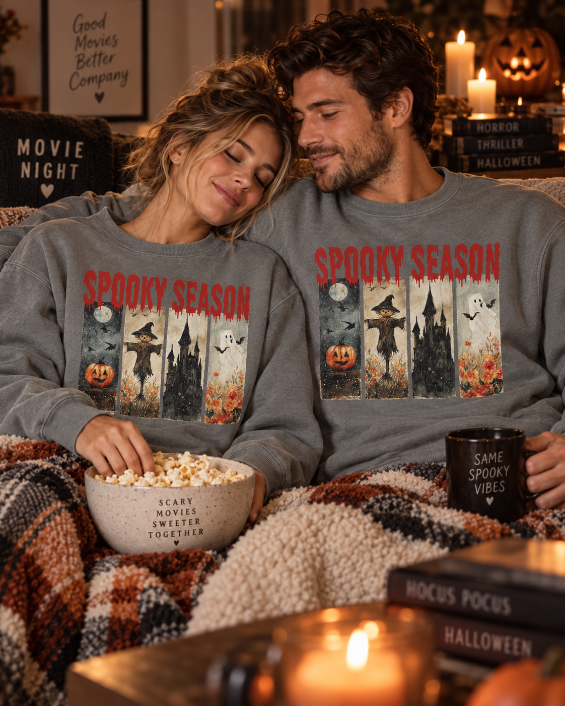 Spooky Season Halloween Sweatshirt — Vintage Pumpkin, Witch & Ghost Crewneck