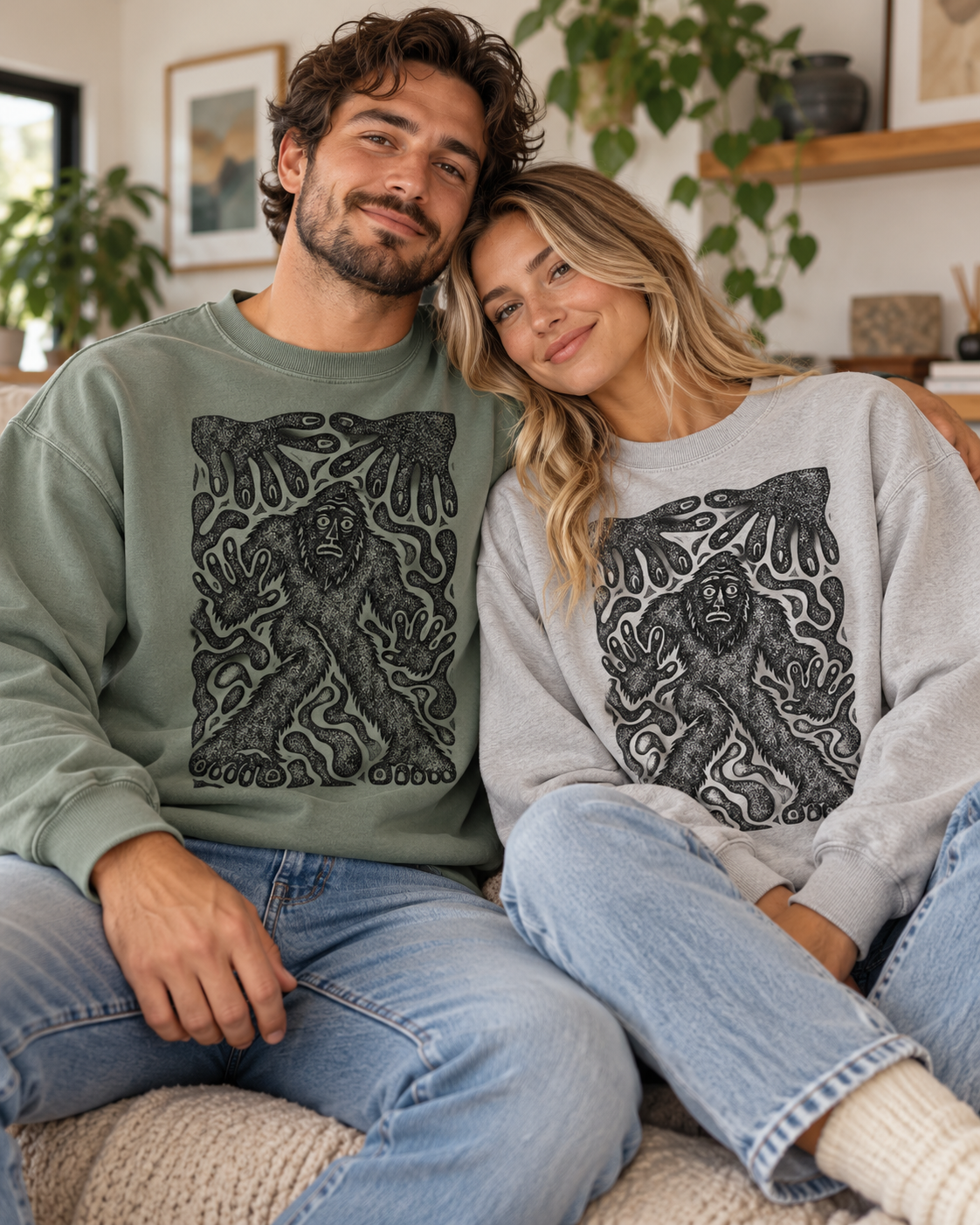 Surreal Haunted Bigfoot Graphic Sweatshirt
