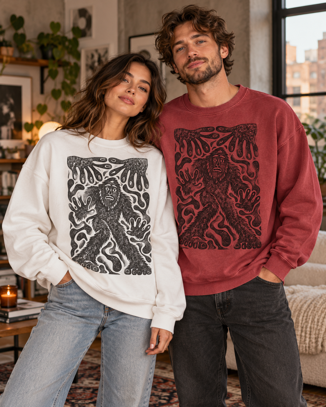 Surreal Haunted Bigfoot Graphic Sweatshirt