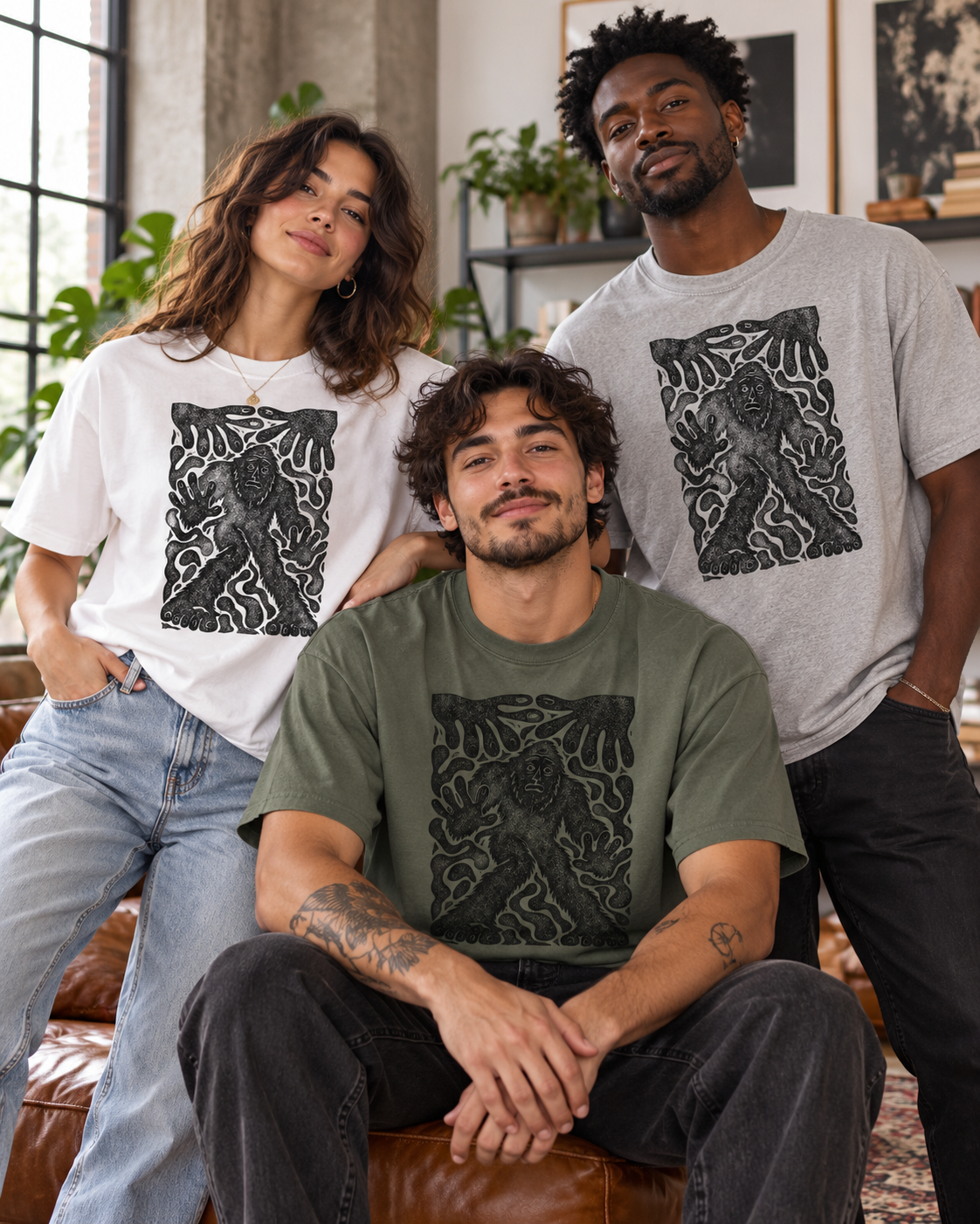 Surreal Haunted Bigfoot Graphic T-Shirt | Vintage Sasquatch Tee