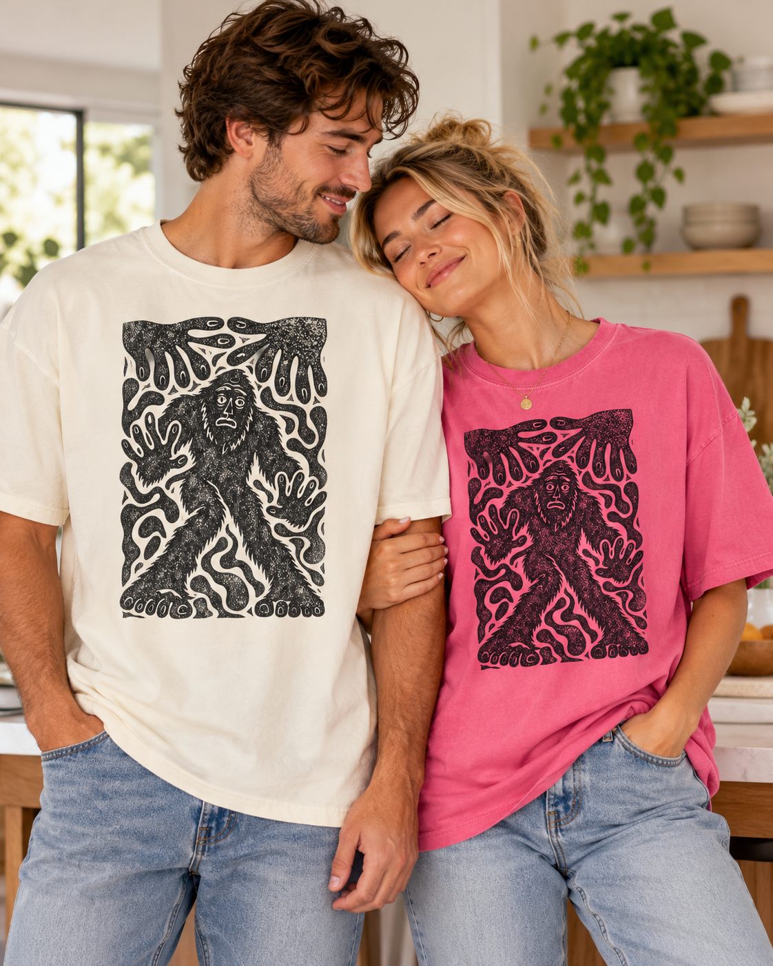 Surreal Haunted Bigfoot Graphic T-Shirt | Vintage Sasquatch Tee