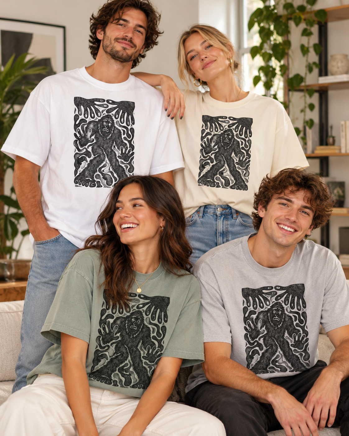 Surreal Haunted Bigfoot Graphic T-Shirt | Vintage Sasquatch Tee