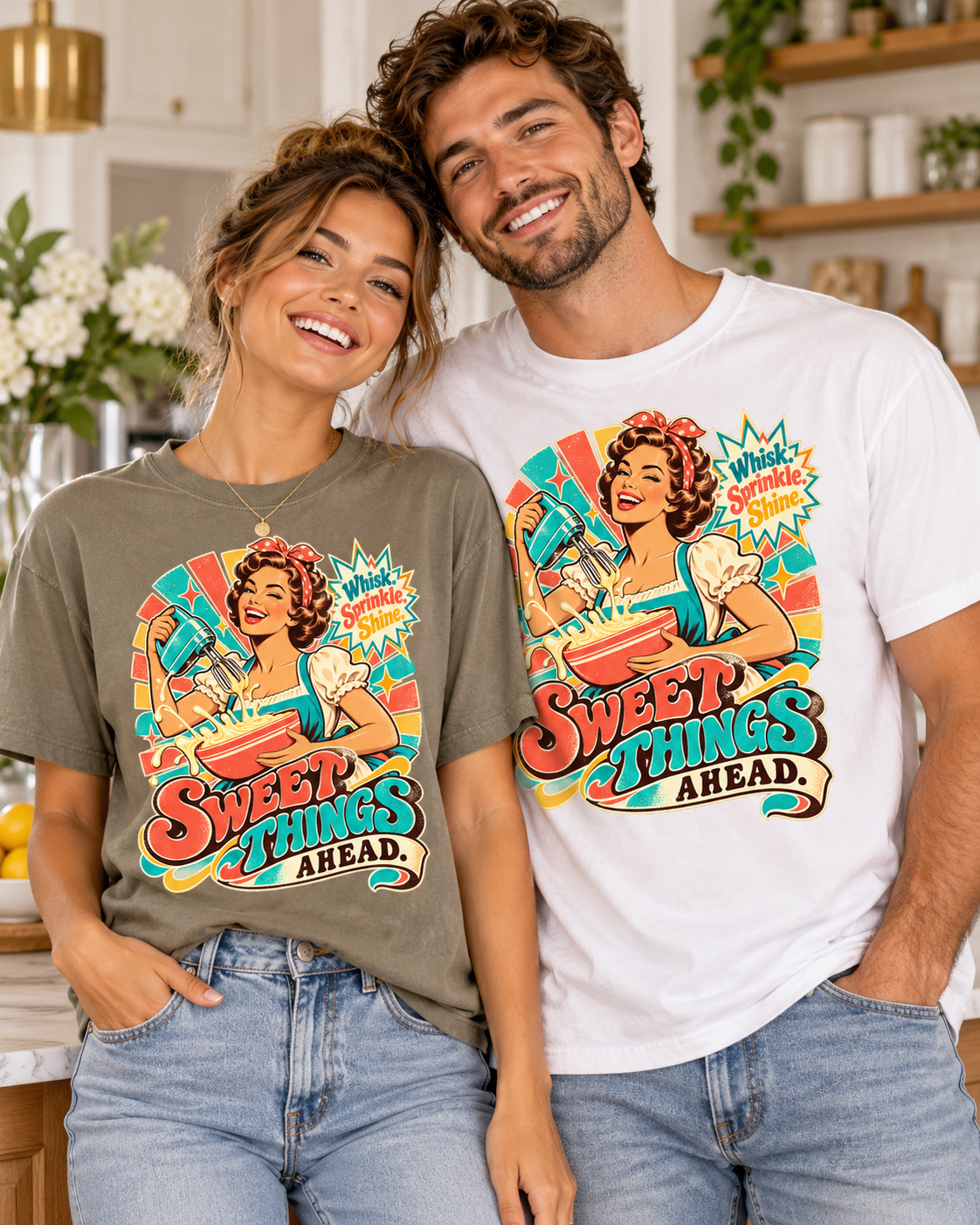 Sweet Things Ahead Retro Baking T-Shirt | Vintage Baker Graphic Tee