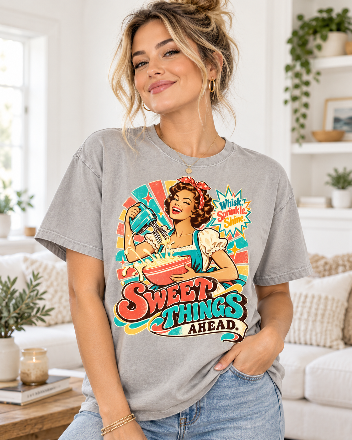 Sweet Things Ahead Retro Baking T-Shirt | Vintage Baker Graphic Tee