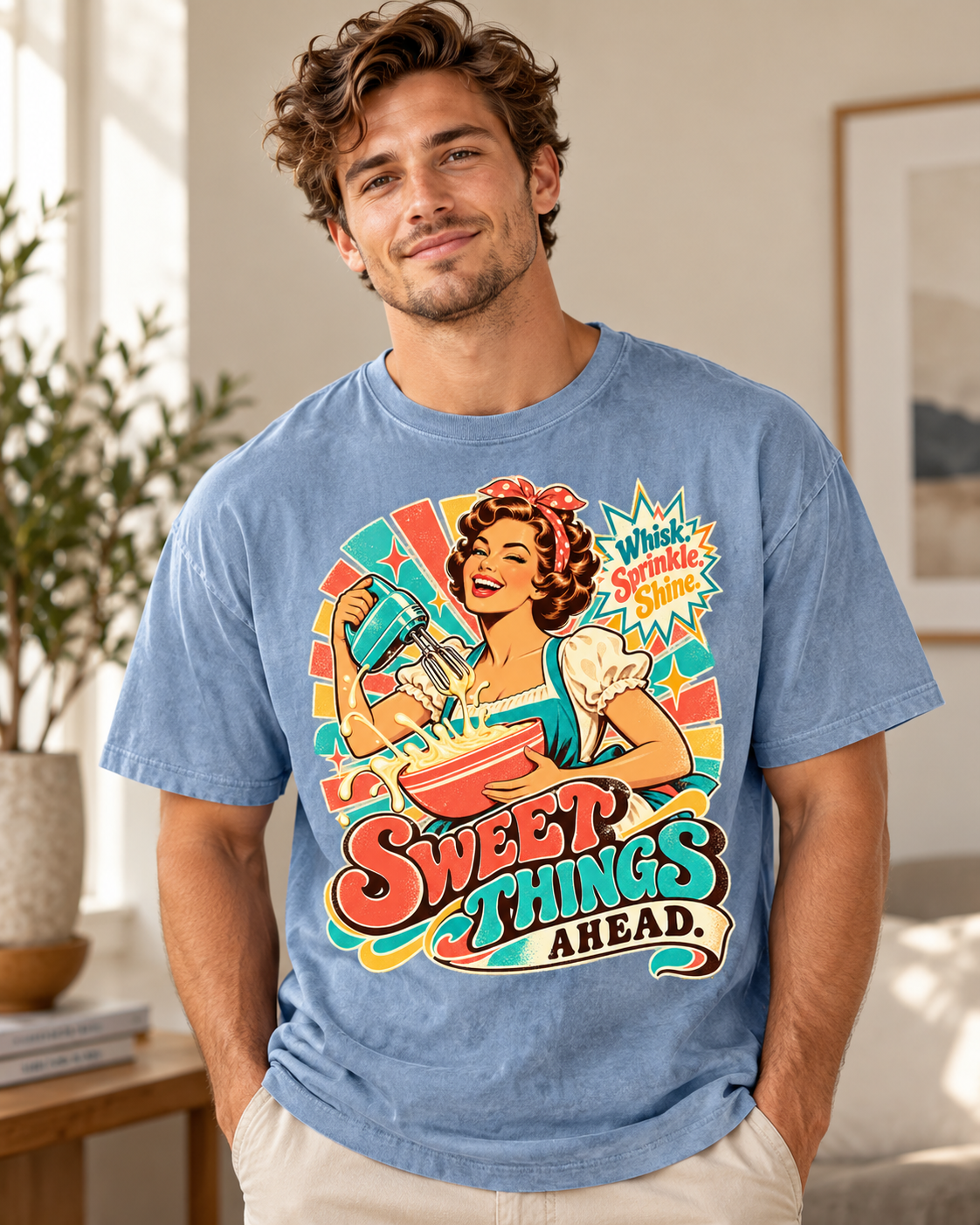 Sweet Things Ahead Retro Baking T-Shirt | Vintage Baker Graphic Tee