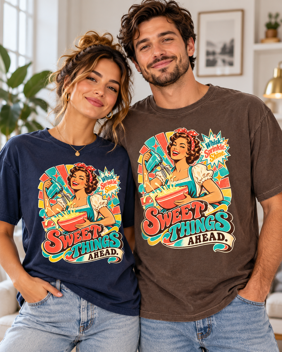 Sweet Things Ahead Retro Baking T-Shirt | Vintage Baker Graphic Tee