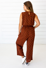Leopard Sleeveless Jumpsuit in Sienna + Black | Boutique In USA, Jumpsuits, $ 140.00, A Moment Of Now™