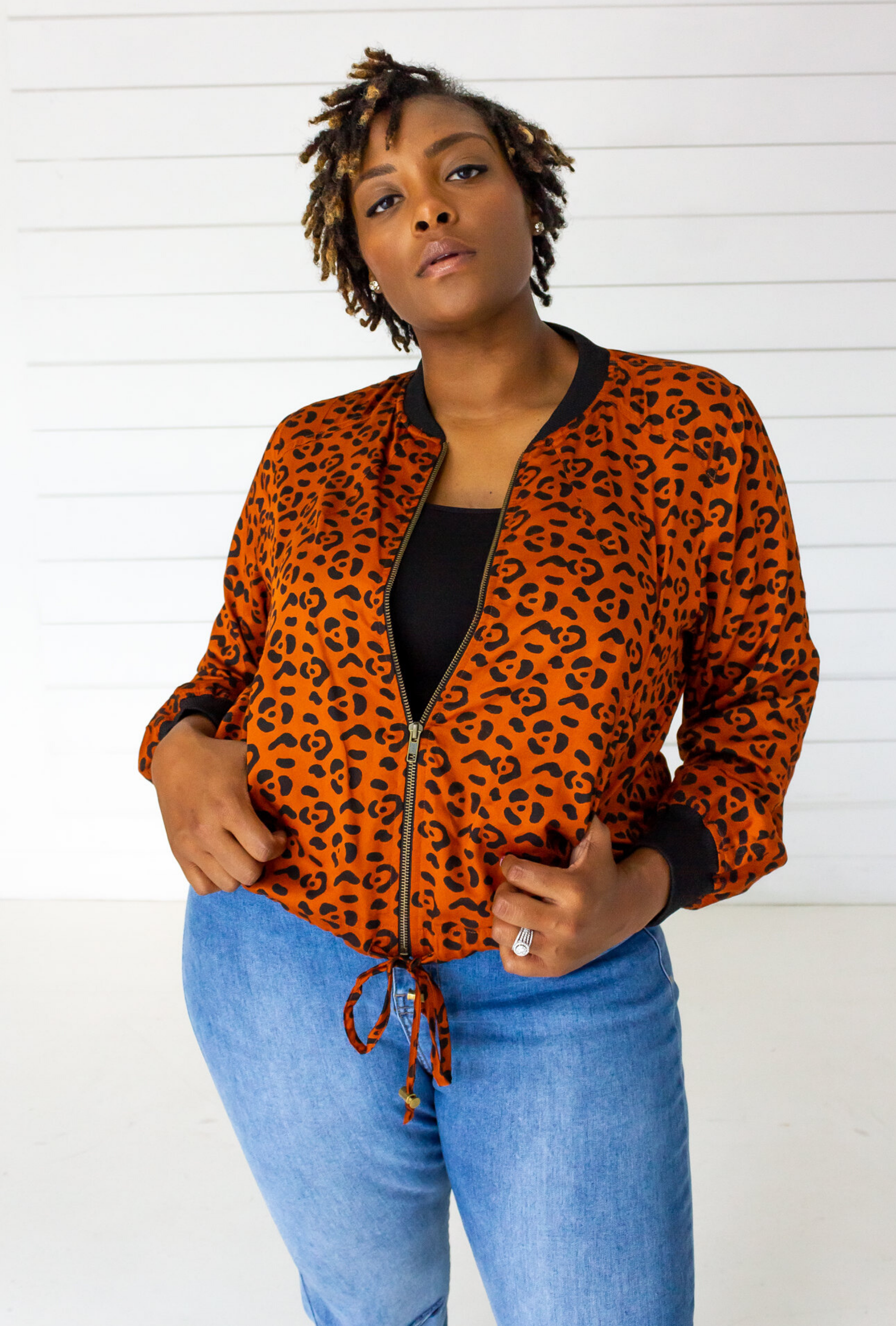 Leopard Bomber in Sienna + Black | Boutique In USA, Jackets, $ 130.00, A Moment Of Now™
