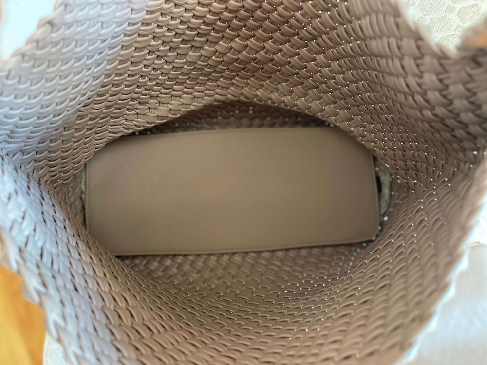 The Willow Large Woven Vegan Leather Tote - Khaki, Totes, $ 79.00, A Moment Of Now™