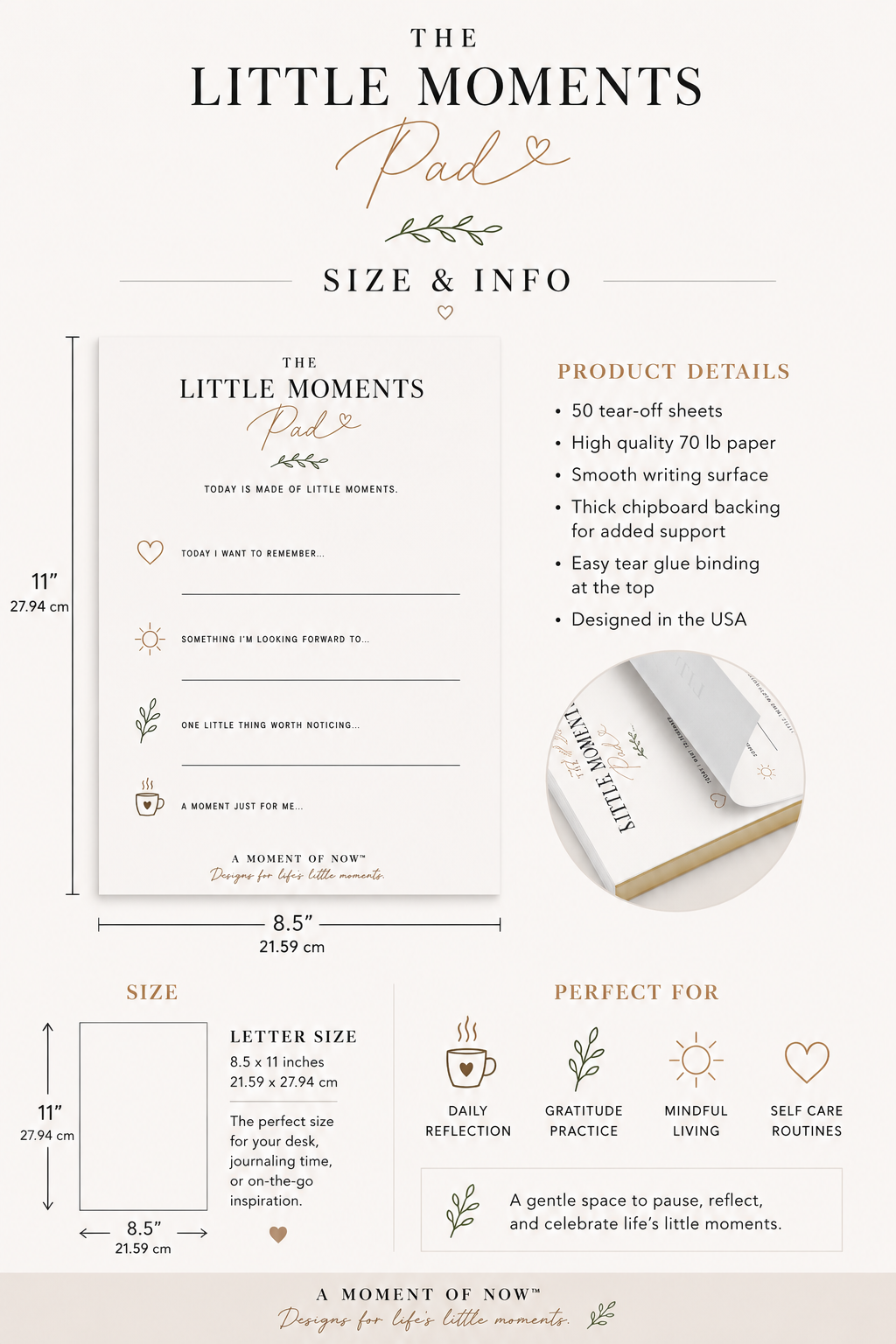 The Little Moments Pad — Mindful Daily Reflection Notepad