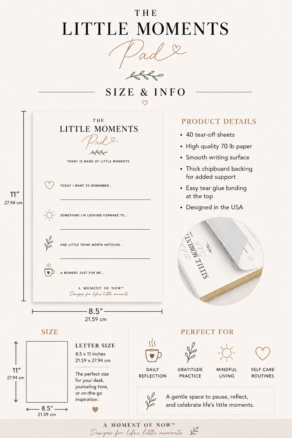 The Little Moments Pad — Mindful Daily Reflection Notepad