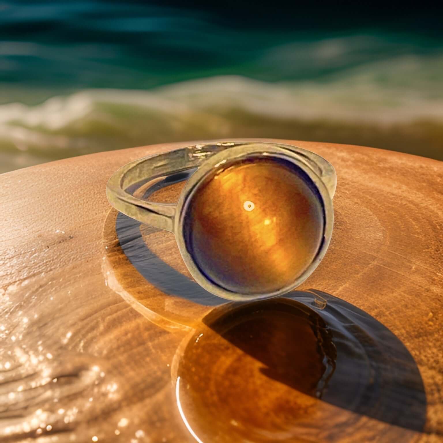 Tiger’s Eye Gemstone Round Ring - Urban Charm, Rings, $ 65.00, A Moment Of Now™
