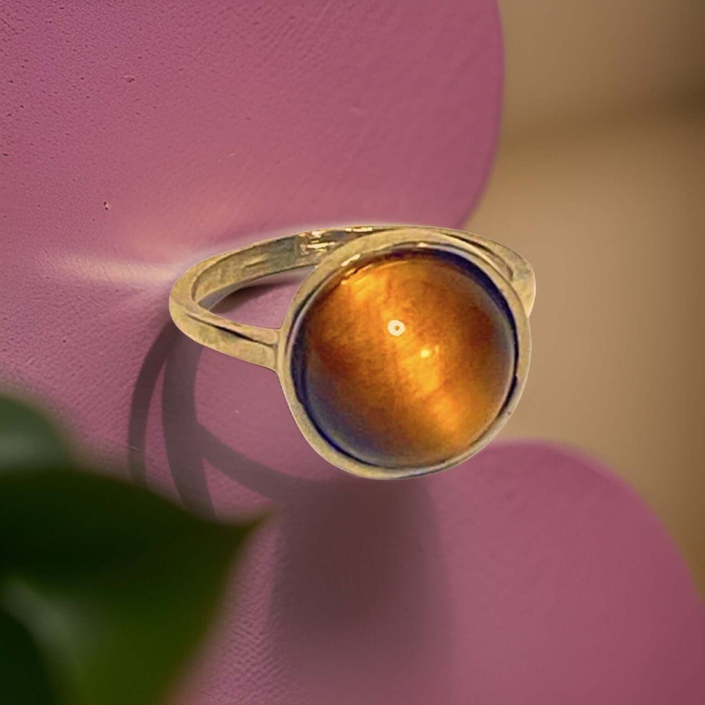 Tiger’s Eye Gemstone Round Ring - Urban Charm, Rings, $ 65.00, A Moment Of Now™
