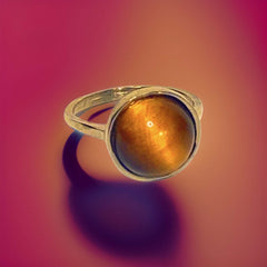 Tiger’s Eye Gemstone Round Ring - Urban Charm, Rings, $ 65.00, A Moment Of Now™