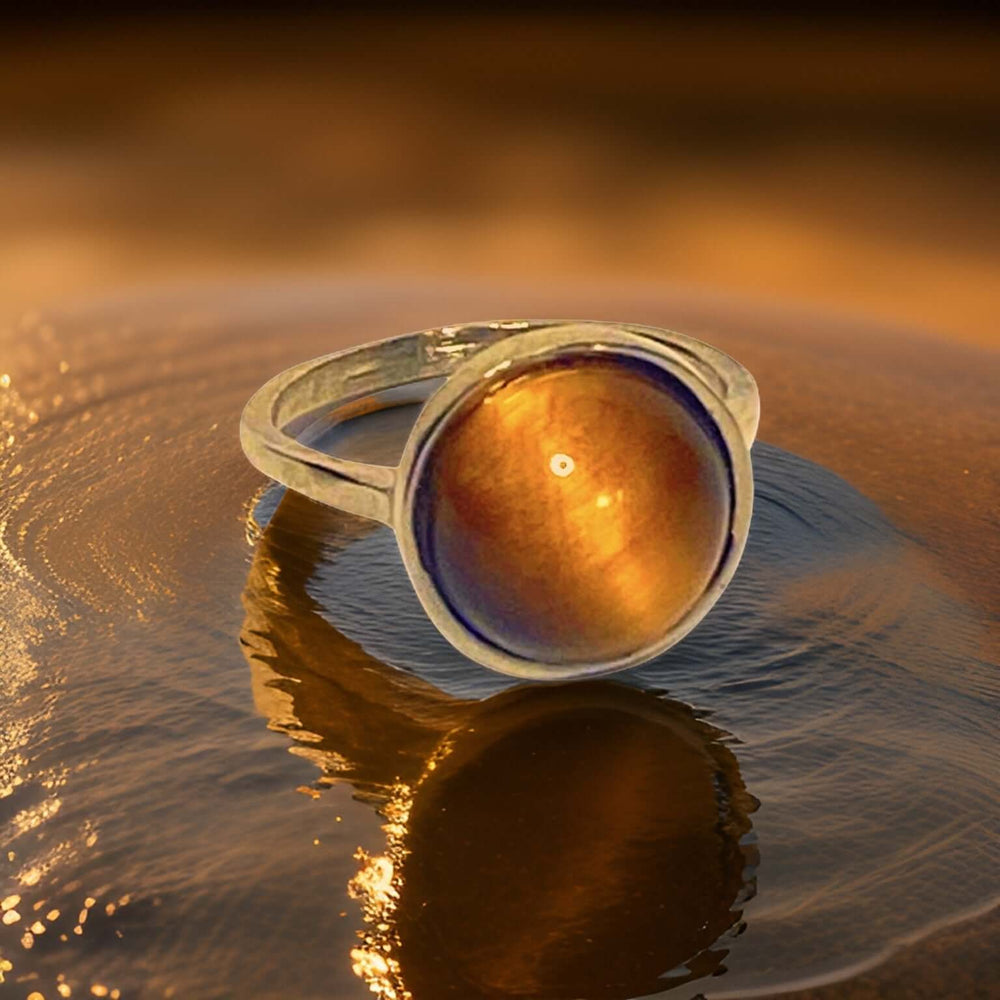 Tiger’s Eye Gemstone Round Ring - Urban Charm, Rings, $ 65.00, A Moment Of Now™
