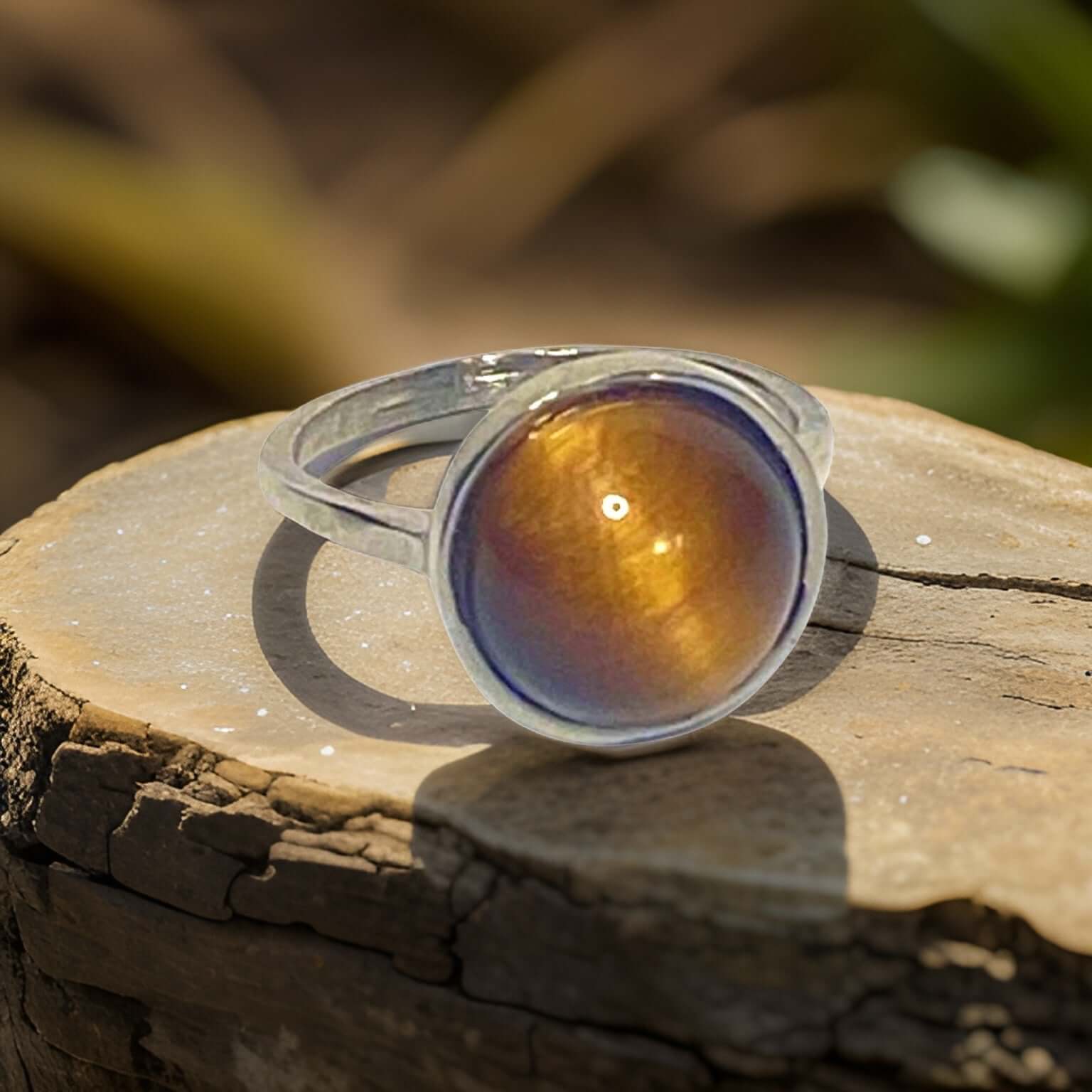 Tiger’s Eye Gemstone Round Ring - Urban Charm, Rings, $ 65.00, A Moment Of Now™
