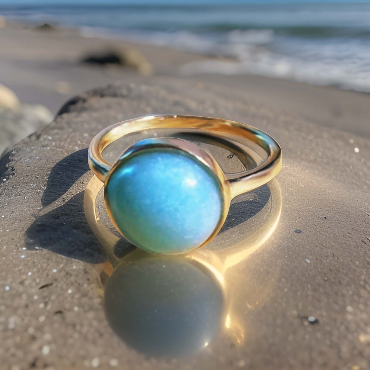 Turquoise Gemstone Round Ring - Urban Charm, Rings, $ 65.00, A Moment Of Now™