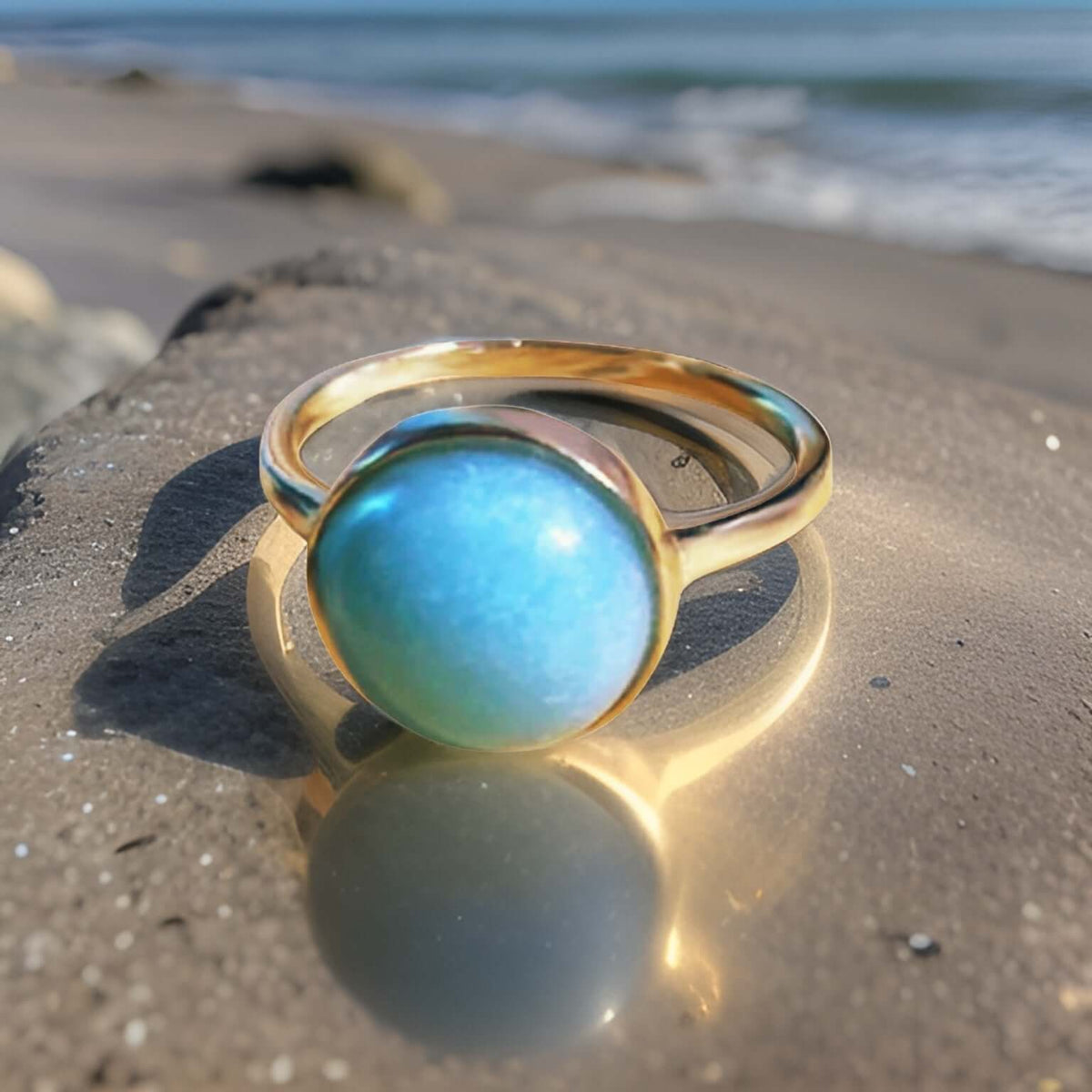 Turquoise Gemstone Round Ring - Urban Charm, Rings, $ 65.00, A Moment Of Now™