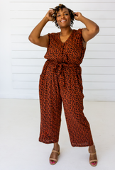 Leopard Sleeveless Jumpsuit in Sienna + Black | Boutique In USA, Jumpsuits, $ 140.00, A Moment Of Now™