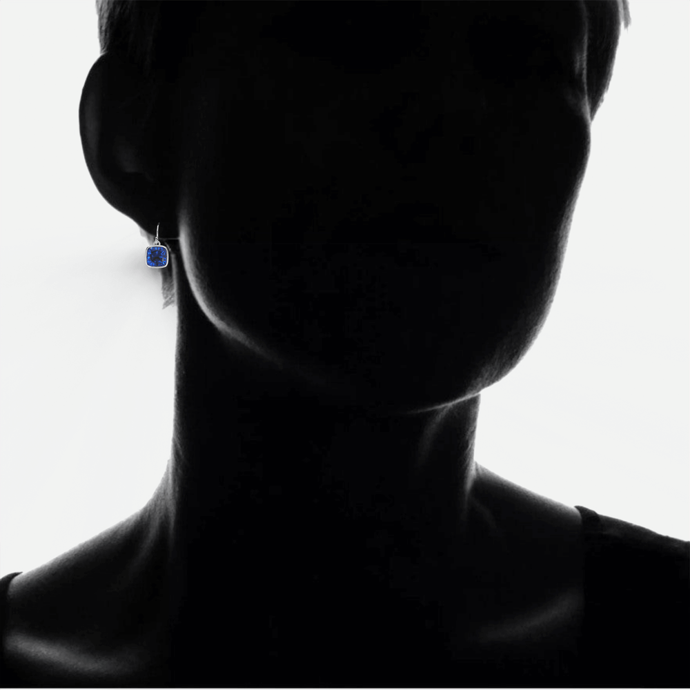 4.50CTW Lab Grown Cushion Cut Blue Sapphire Drop Earrings in 925 Sterling Silver - 8mm Square Gems, Earrings, $ 99.00, A Moment Of Now™