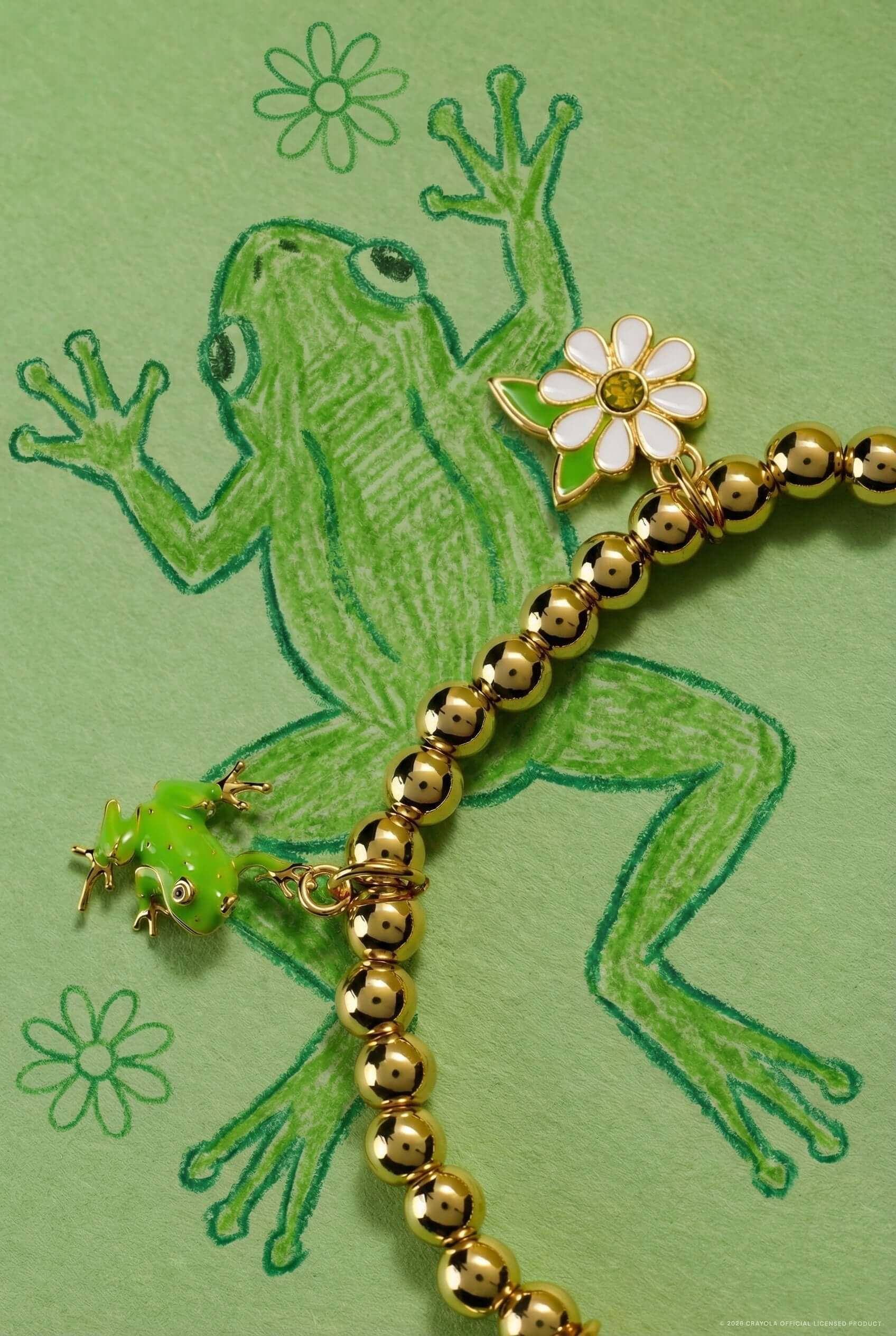 Crayola Fan Favorites Forest Green Charm Stretch Bracelet