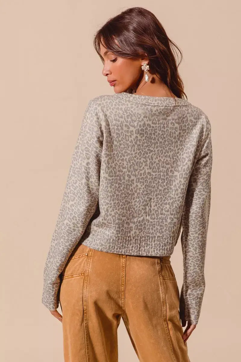 Vintage Oat Grey Two Tone Leopard Cardigan - Chic & Timeless, Cardigans, $ 58.00, A Moment Of Now™